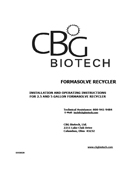Operator's Manual for 2.5 G and 5 G FormaSolve Recycler